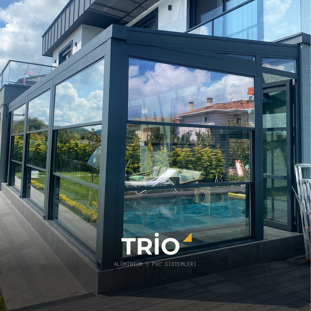 Havuzlu villa kış bahçesi projesi - Trio Alüminyum İstanbul