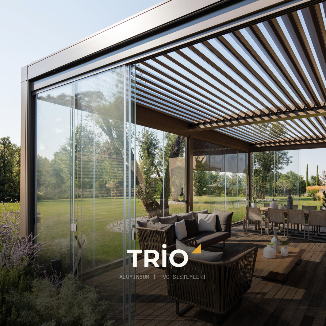 Bioklimatik pergola teras uygulaması - Trio Alüminyum