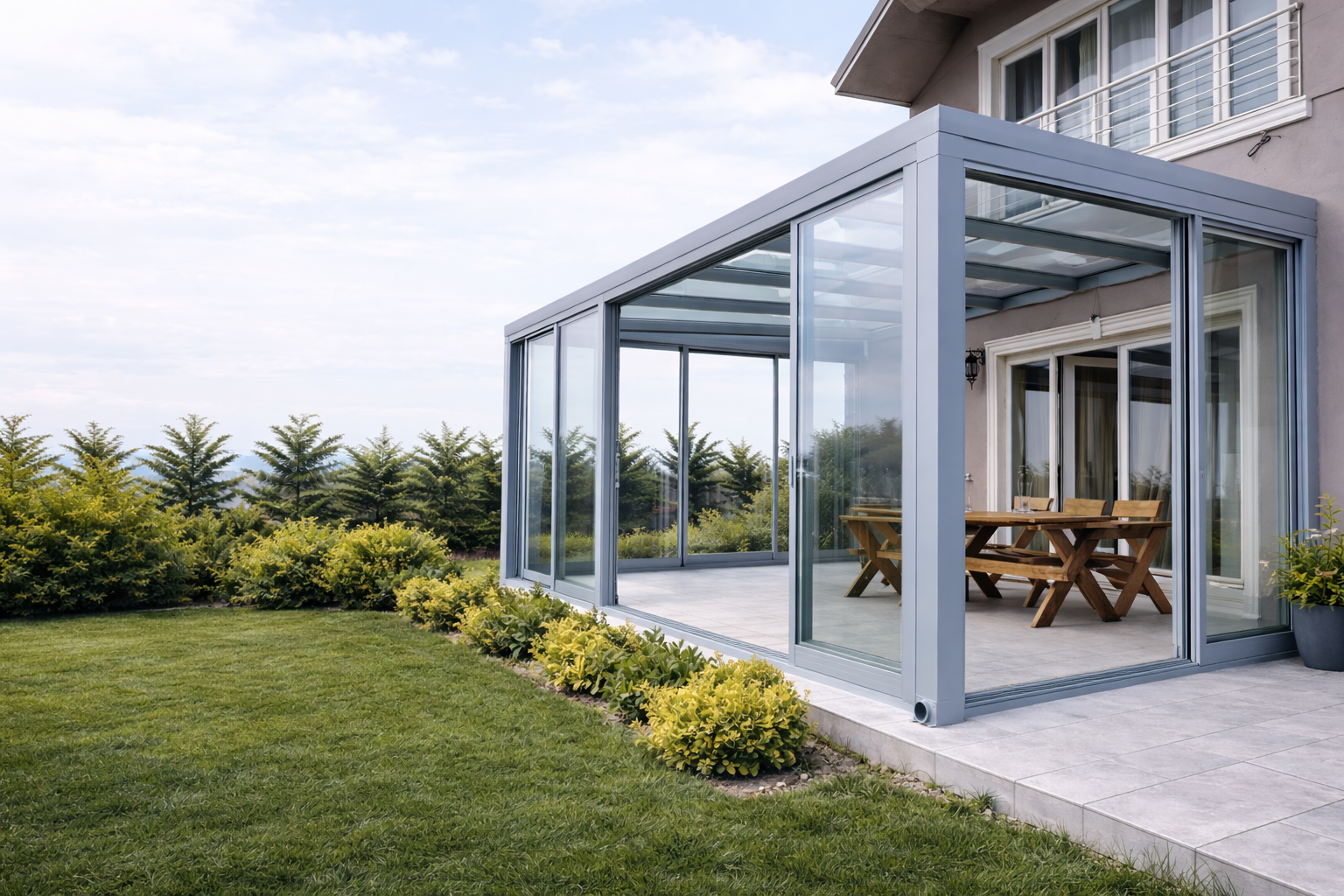 Kış bahçesi projesi arka plan - Trio Alüminyum